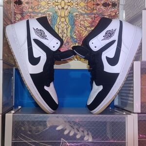 Jordan Mid 1 High-Top Sneakers in Black and White